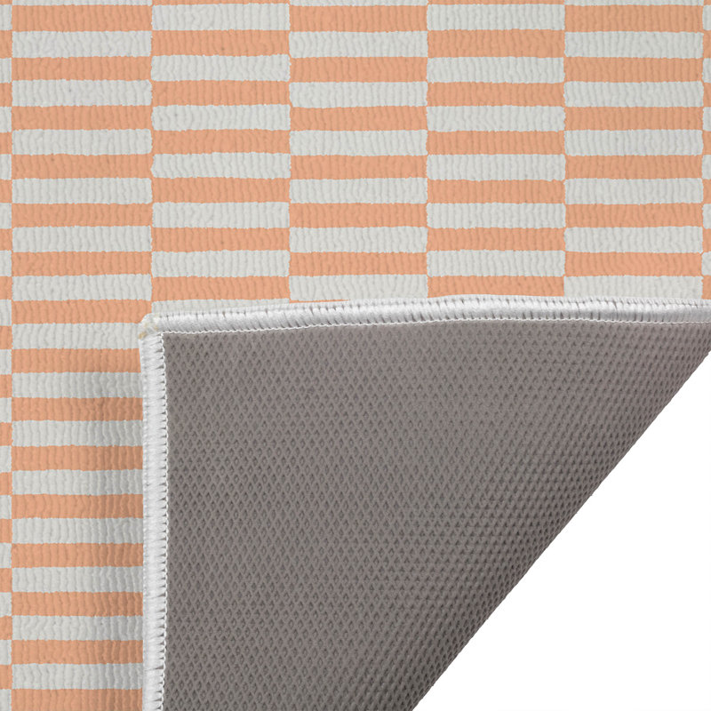 Tapis de toilette rectangulaire antidérapant et absorbant à rayures., L 34 po x L 21 po, Taupe