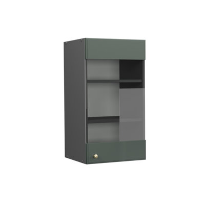 Glass Cabinet Anthracite/Green, Country House Style