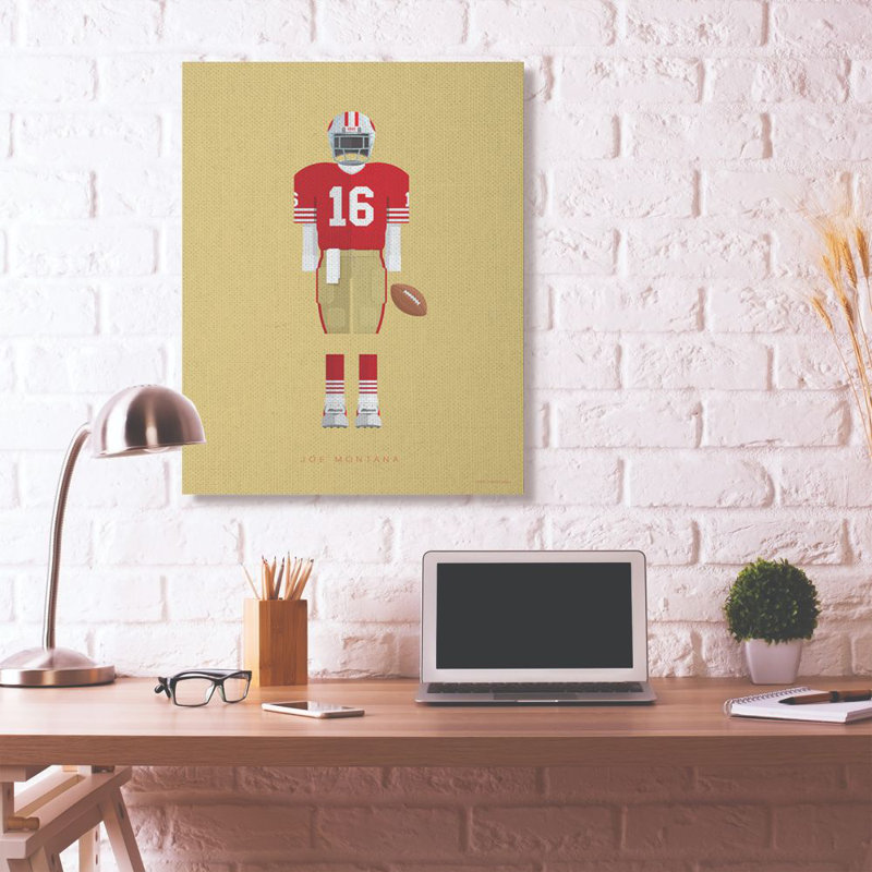 « joe montana célèbre people personnages style design », impression sur toile, H 48 po x l 36 po, Toile tendue