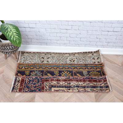 Tapis rétro rétro de style Oushak avec motif patchwork de style turc, idéal pour les tapis d'entrée