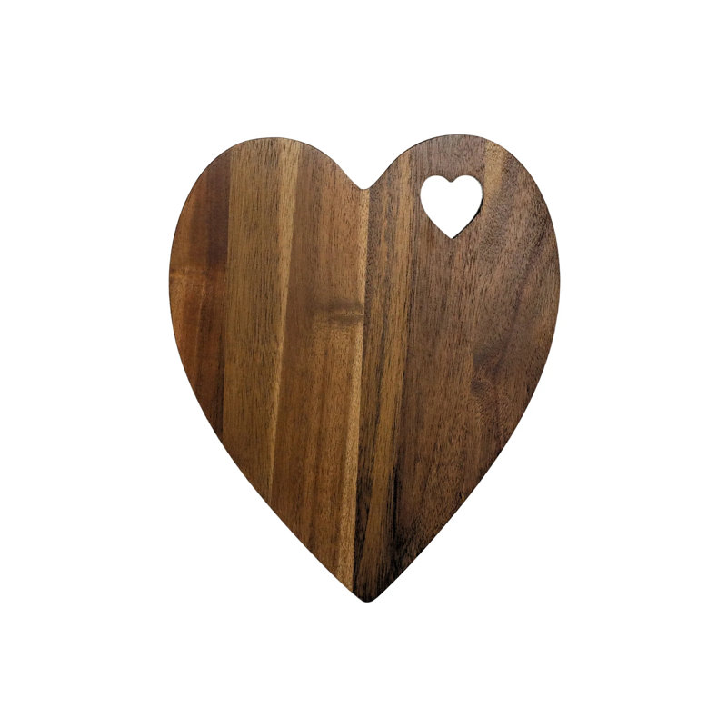Planche en bois d'acacia en forme de cœur - 9,75 po x 12 po