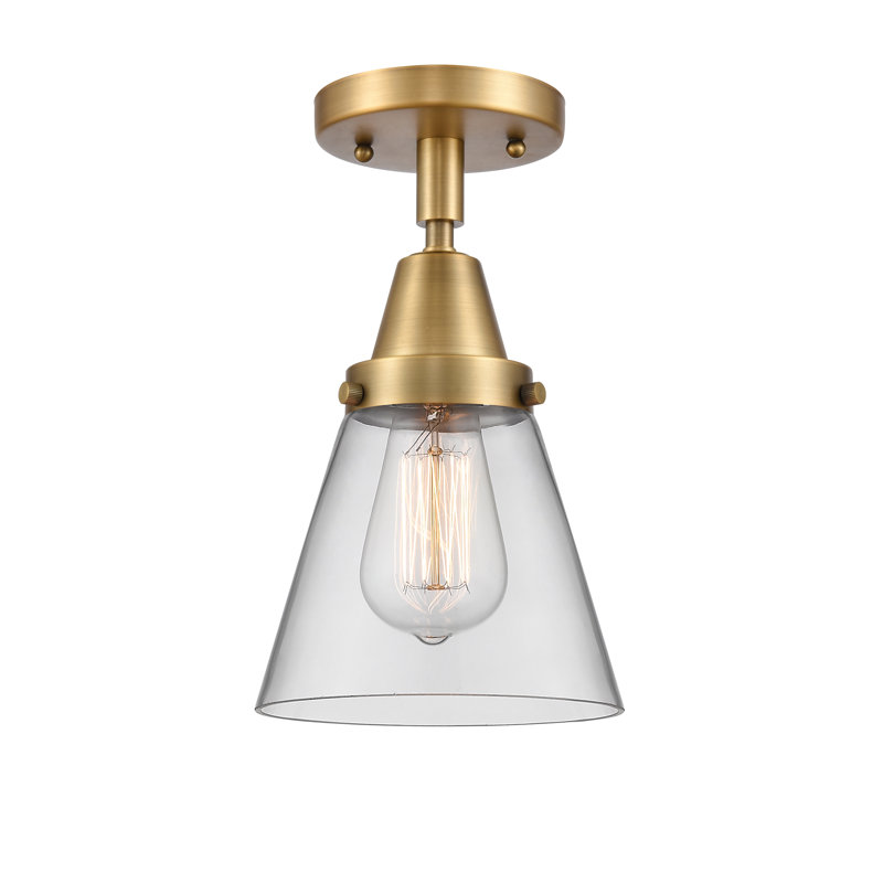 Plafonnier encastré en verre Amede, H 10 po x l 6,25 po x P 6,25 po, Clair, Laiton brossé