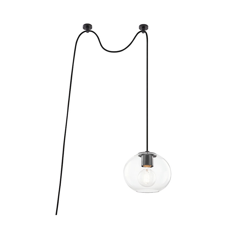 Aged Brass Globe Pendant with Clear Glass Shade - Indoor/Outdoor