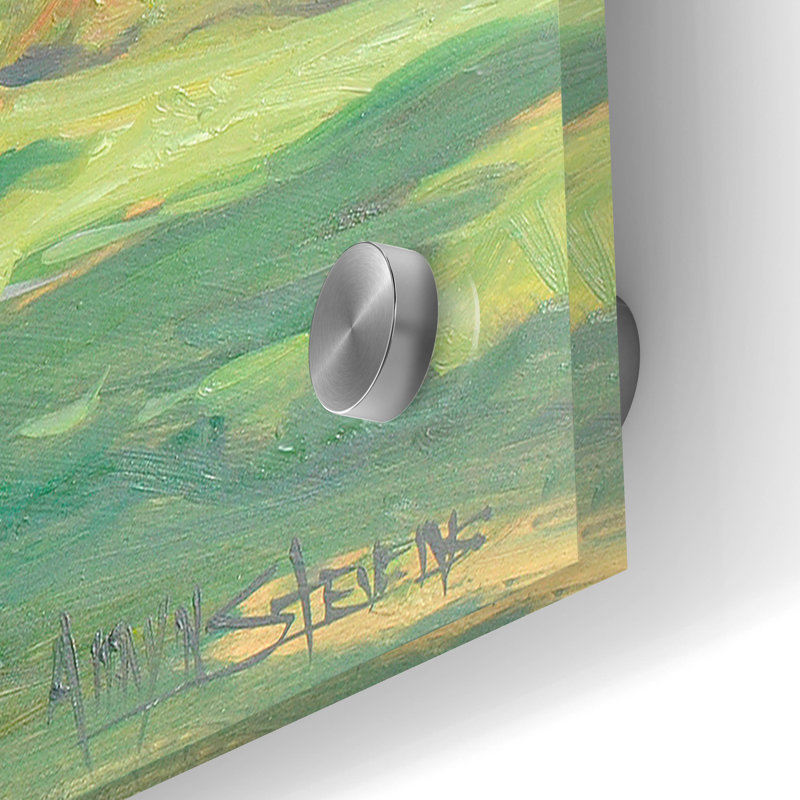  Art mural en verre 48 po x 24 po «Lake région» par Allayn Stevens, H 24 po x l 48 po