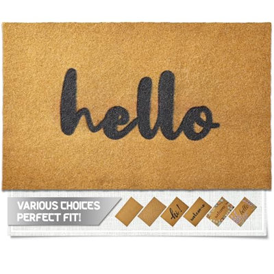 Artificial Coir Welcome Doormat with Non-Slip Backing for Front Door Outdoor Entryway