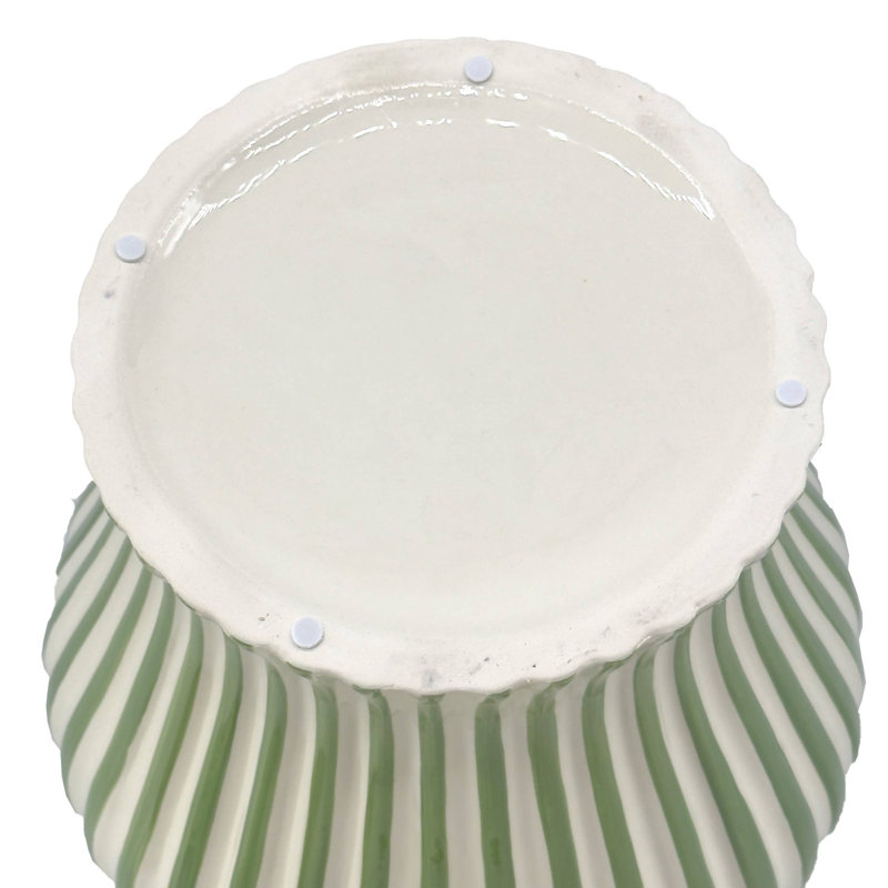 Vase en céramique à rayures vertes et blanches en forme de canne à sucre, 45,7 cm