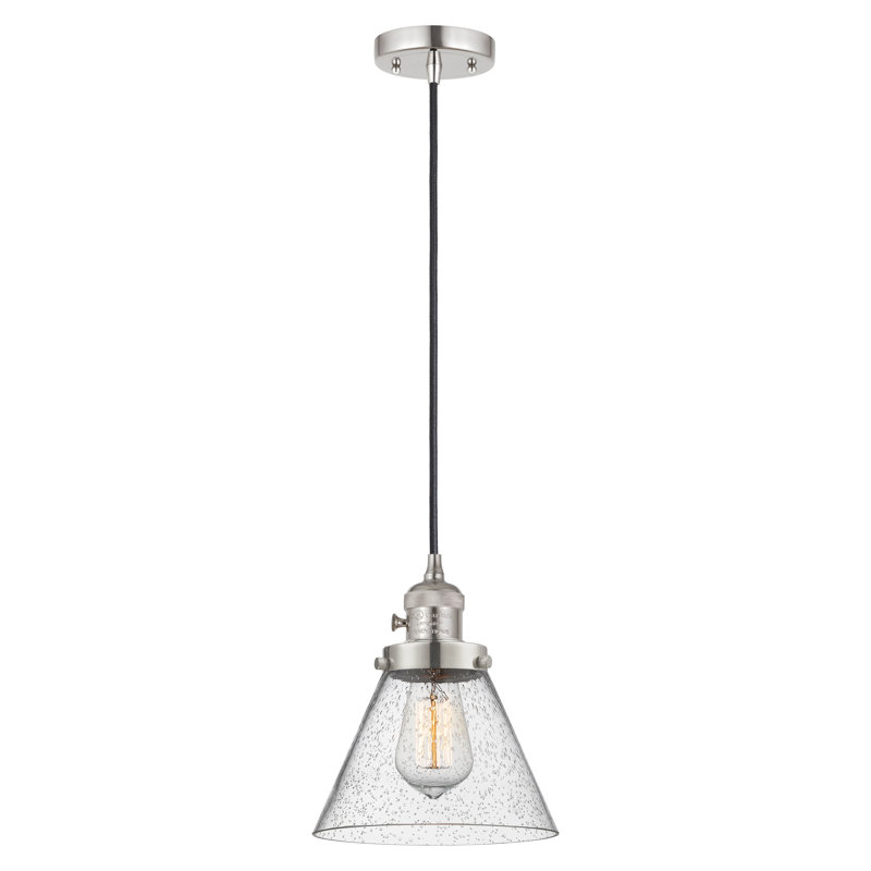 Luminaire suspendu en forme de globe à 1 lumière Angjelina, DEL, H 129,13 po x l 7,75 po x P 7,75 po, Nickel poli