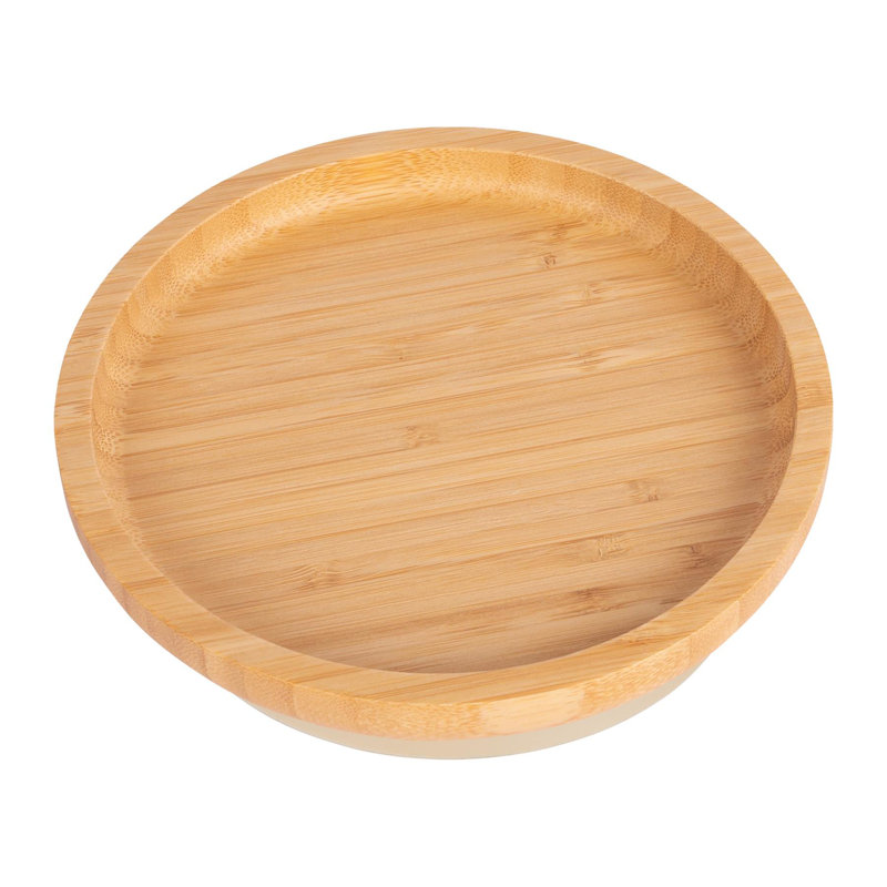 Tiny Dining - Round Bamboo Suction Plate, Beige