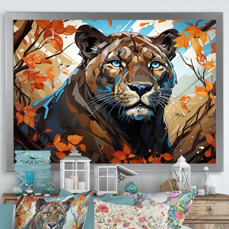 «Majestic Panther Roar I» sur toile, Cadre photo argenté, H 12 po x l 20 po x P 1 po
