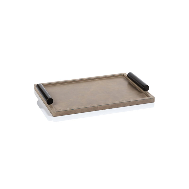 Cameroon Rectangular Mink Leather Serving Tray, 1.5" H x 15" L x 11" W
