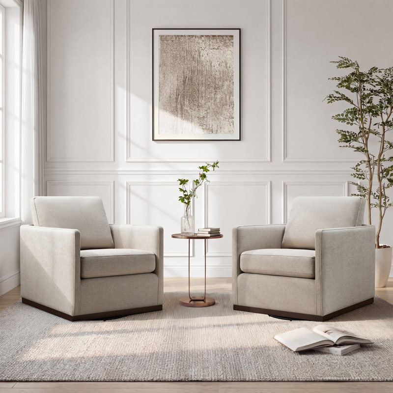 Benten Wide Swivel Arm Chair, Oatmeal