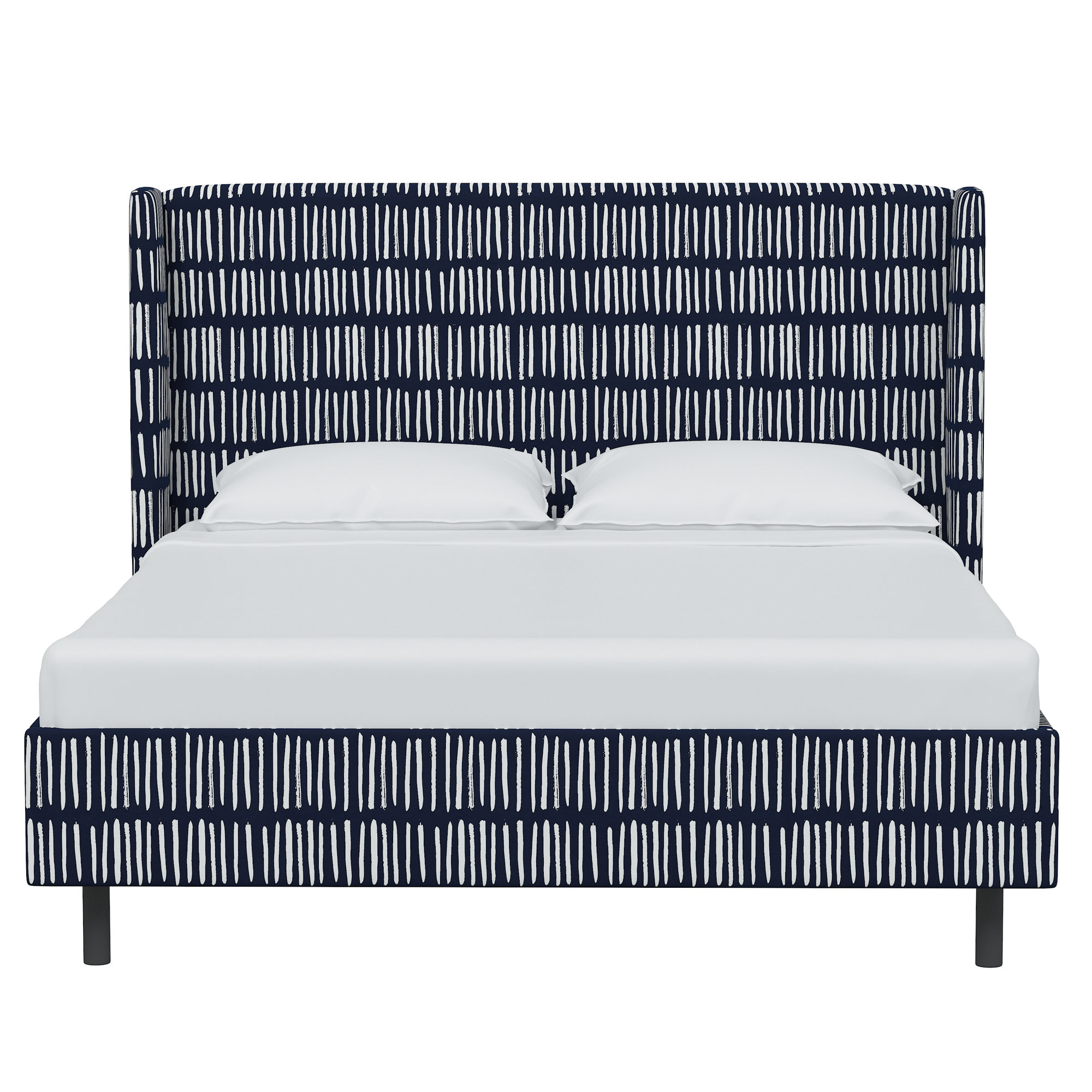 Lapa Upholstered Wingback Bed, Queen, Dash Navy