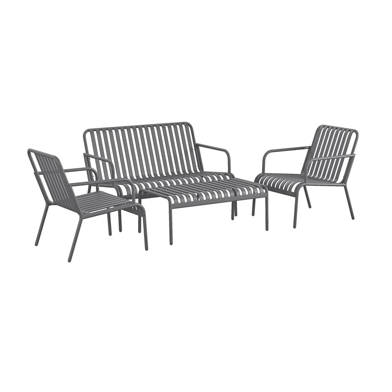 Charcoal Steel 4-Piece Outdoor Conversation Set