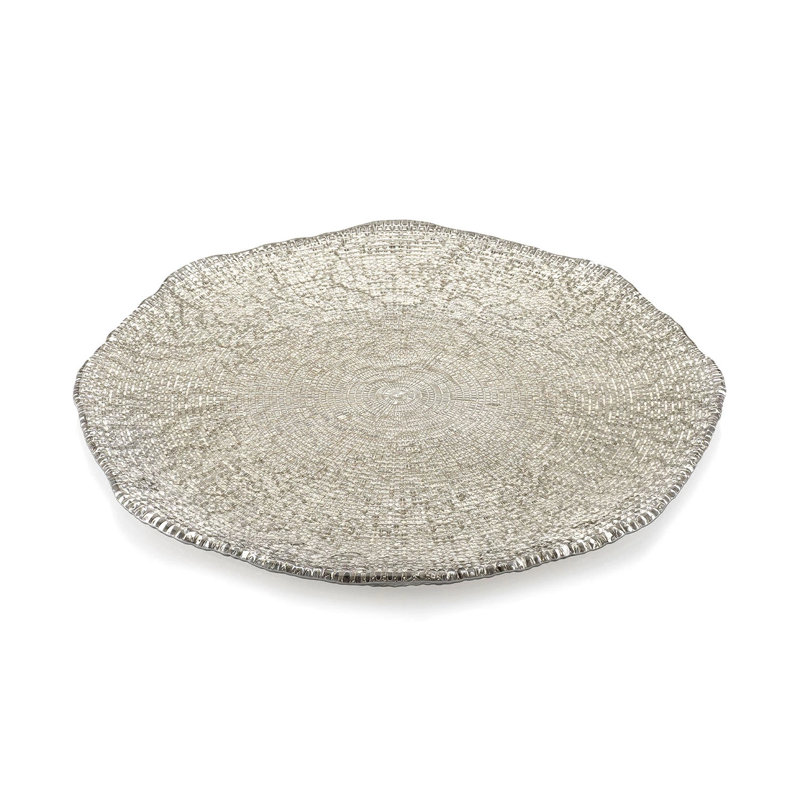Diamante' Platter Cm 37 Beige/Chrome Decoration