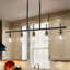 Luminaire suspendu linéaire pour îlot de cuisine 5 lumières avec abat-jour en verre transparent Aaziyah-58977838