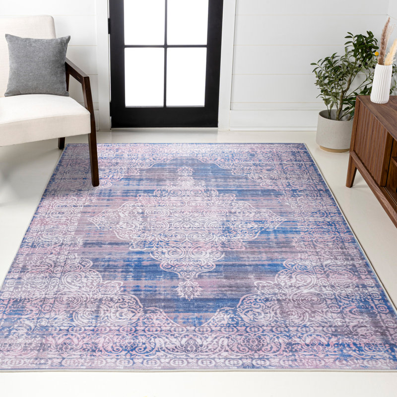Tapis bleu Regis Bohemian Medallion, Rectangle 3 pi 11 po x 6 pi