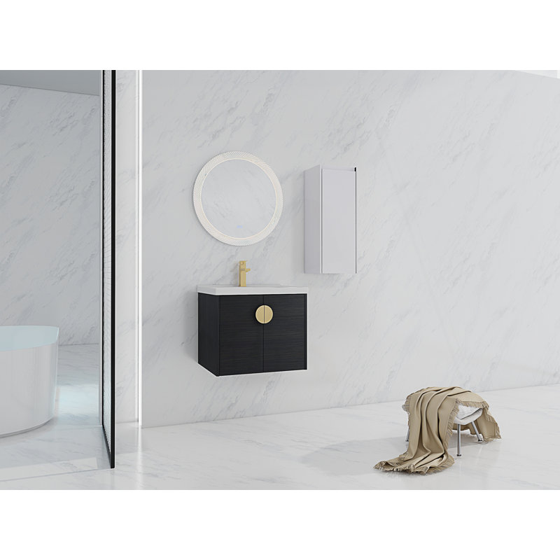 Meuble-lavabo mural 24 po avec lavabo en céramique et armoire d'appoint 24 po, 24"