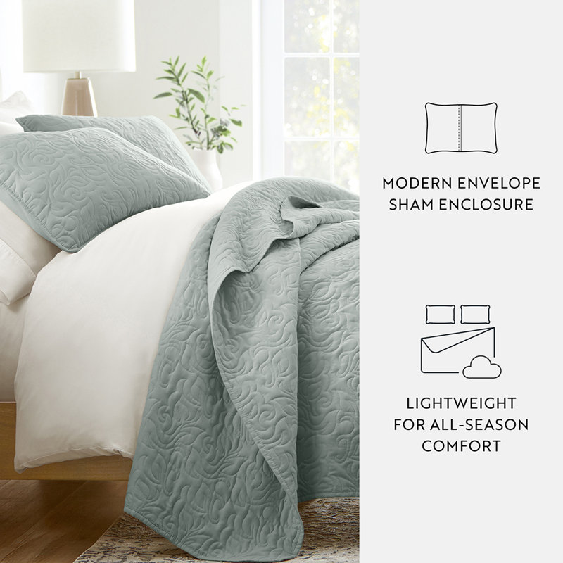 Eucalyptus Twin Reversible Microfiber Quilt Set