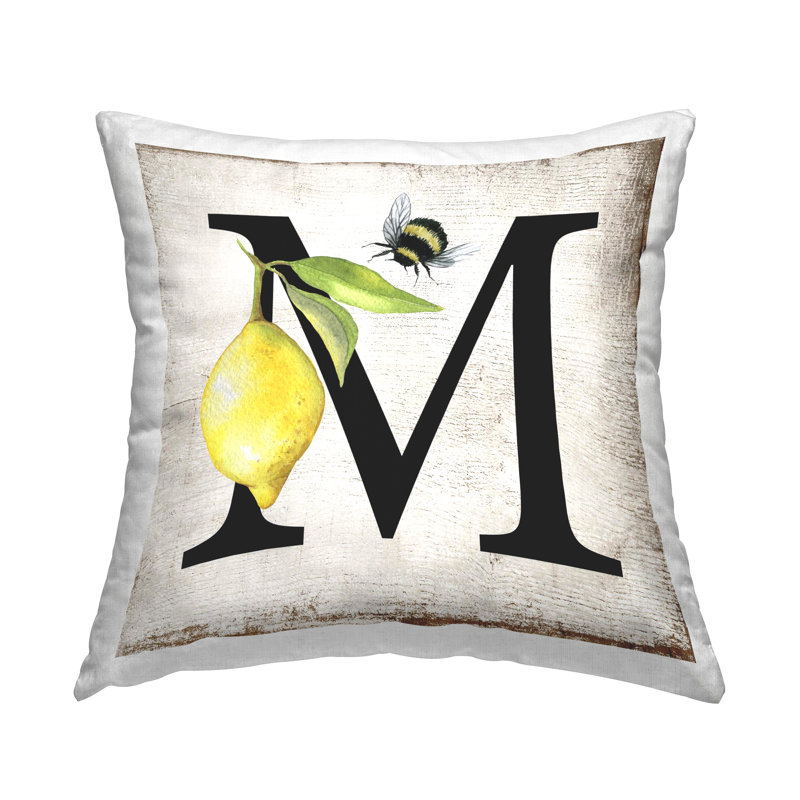 Coussin décoratif Stupell Industries Lemon & Bee M par Design Creatif Belle