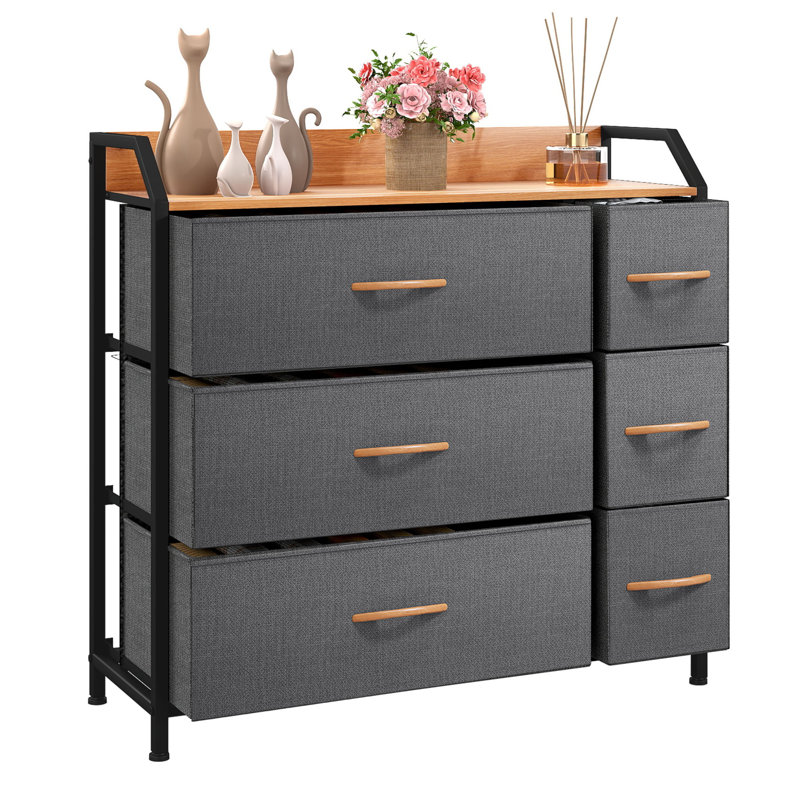 Bellock Metal 6 - Drawer Chest of Drawers, 80cm W Bedroom Drawer, Dark Grey