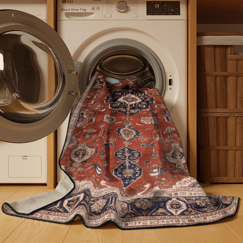 Tapis brun lavable à la machine, Rond 5 pi
