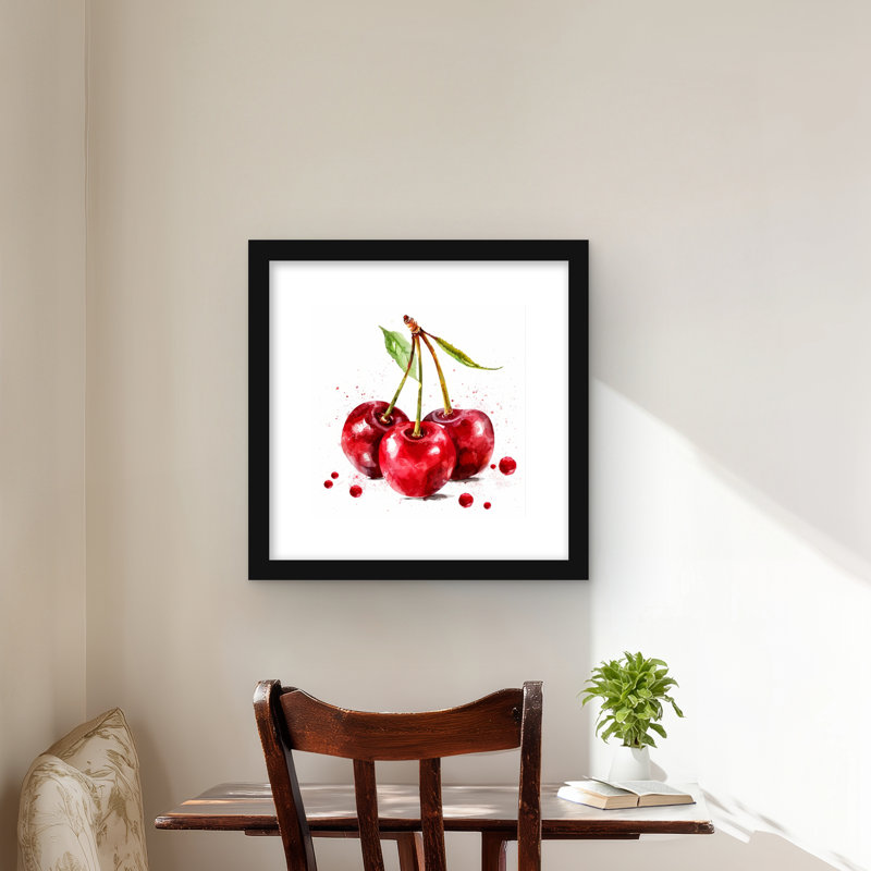 Cherries Beige Framed Matted Print - Elegant Home Decor