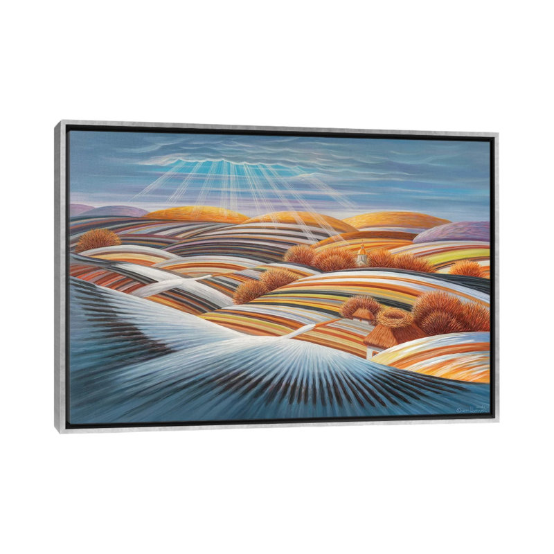 " To The Home Nests " by Oleg Shupliak, 40" H x 60" W x 1.5" D, Silver Framed Canvas
