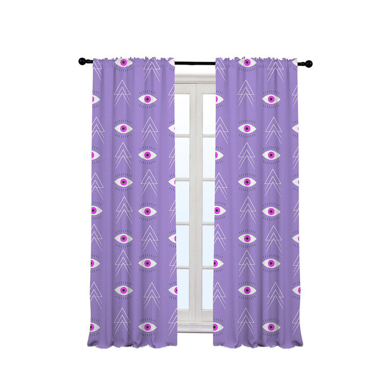 Ania Semi Sheer Curtain Pair, Purple, 140cm Width x 175cm Drop