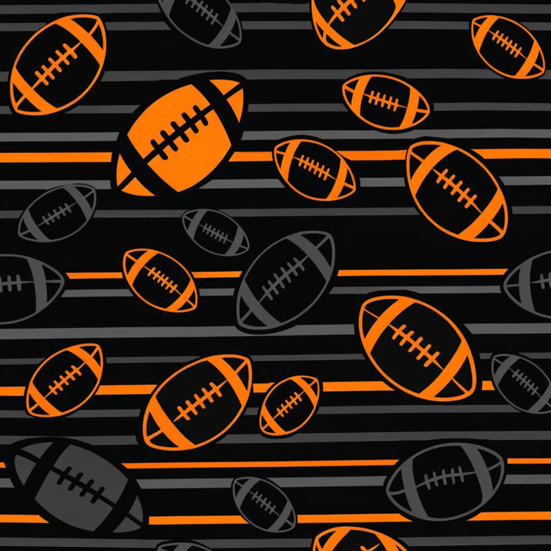 Couvertures rayées de football, L 50 po x H 60 po, Orange / noir