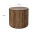 Table de bout Eray, plateau cylindrique rond de 26 po, bois de manguier brun massif