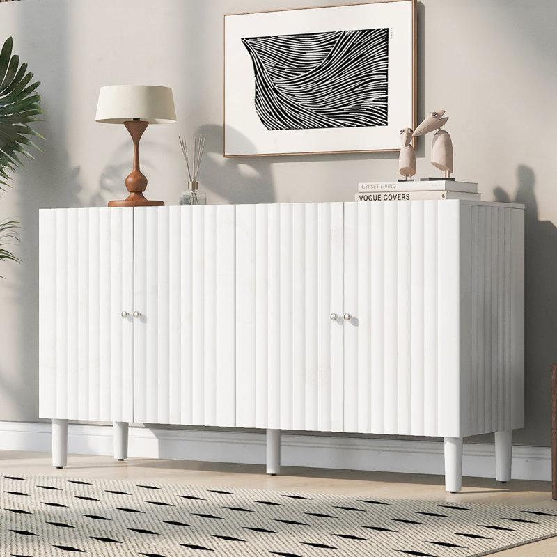 Rehaussez votre intérieur avec l'élégant buffet à quatre portes, Blanc