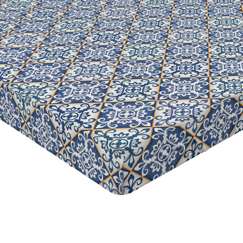 Drap-housse Ambesonne, paquet de 2, Drap-housse très grand californien, Bleu / crème / jaune souci marocain