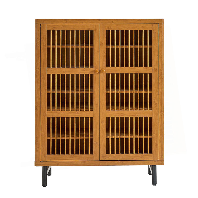 Shoe Cabinet With Shutter Doors, 6-Tier Entryway Shoe Cabinet With Adjustable Shelves, Wooden Modern Rack Organizer For Entryway, Hallway, Closet, Living Room, Walnut