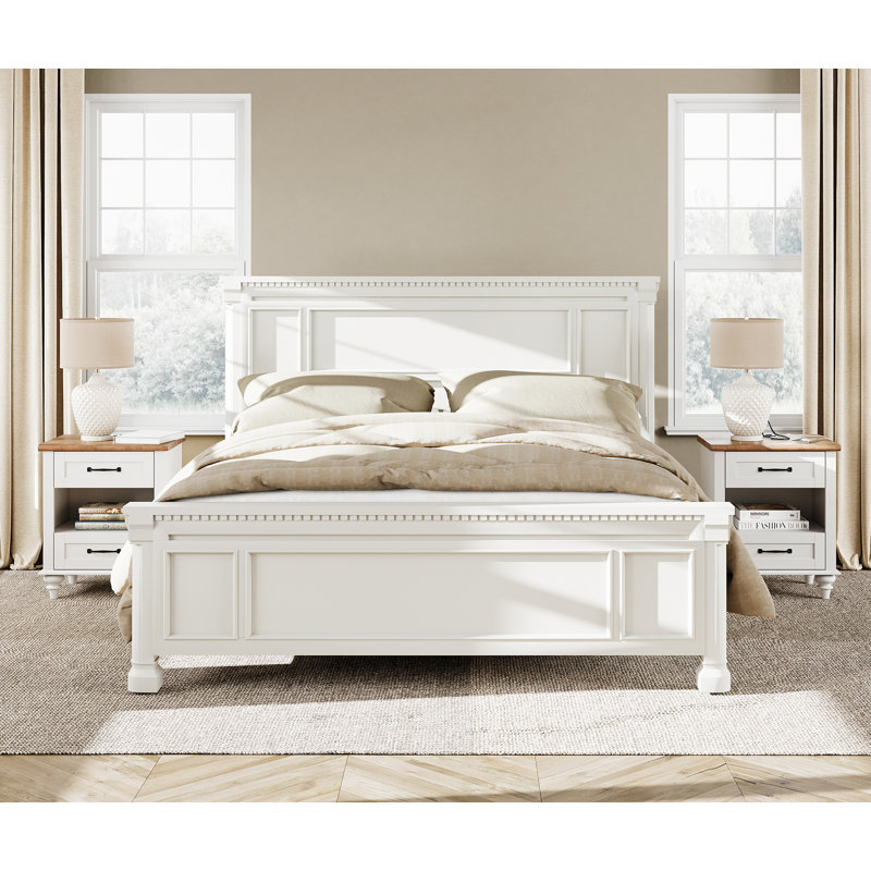 Endymion - Drawer End Table Set and Built-In Outlets, Brown Top/White Base