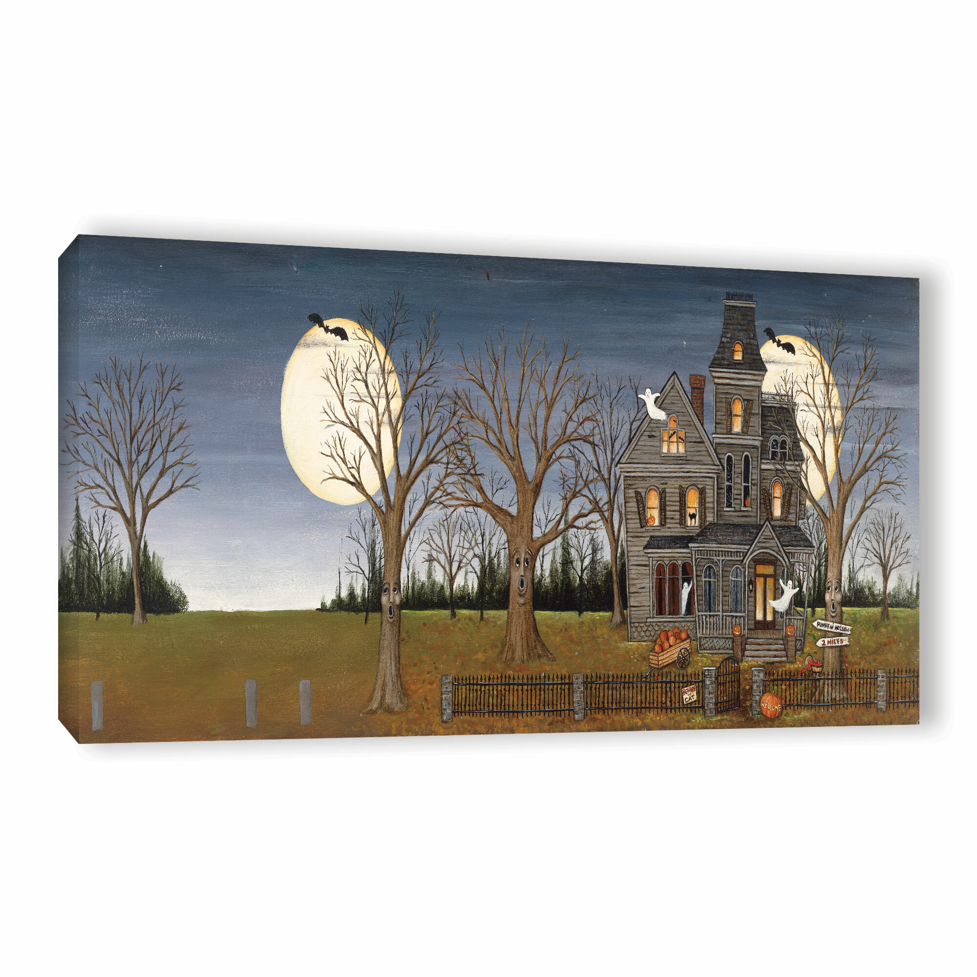 The Holiday Aisle® Haunted House On Canvas by David Carter Brown Print ...