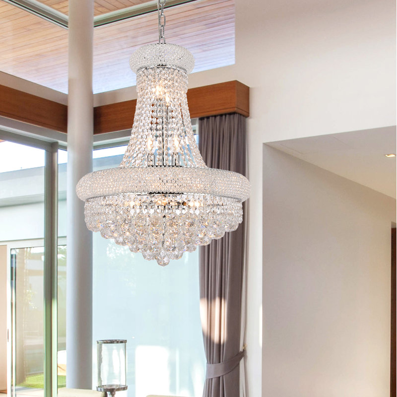 Hallsburg 14-Light Dimmable Empire Chandelier, 36" H x 28" W x 28" D, Chrome, Royal Cut