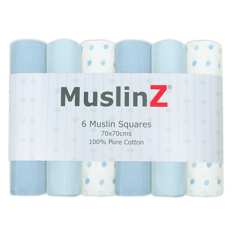 Nona MuslinZ  Baby Muslin Squares 100% Cotton, Blue