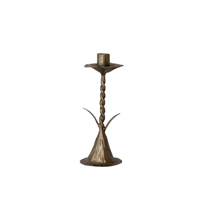 Hand-Forged Metal Flower-Shaped Taper Candle Holder