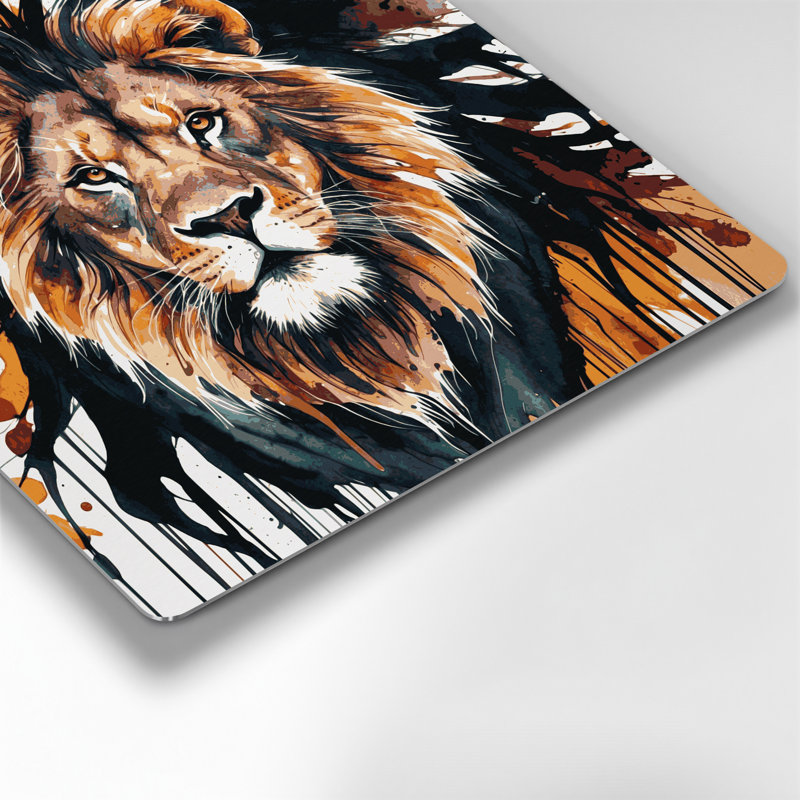 Art mural en métal, faune, lion asiatique, H 12 po x l 12 po
