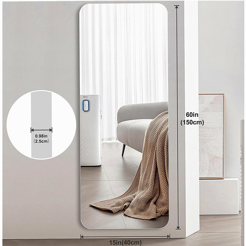 60x15 Inches Full-Length Mirror, Suitable for Living Room, Bedroom, Dressing Room, Wall-Hanging Circular Multi-Angle Dressing Mirror, Made of Aviation-Grade Aluminum Alloy