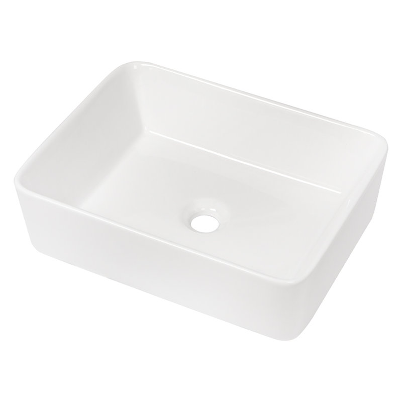 Stufurhome 15'' White Ceramic Rectangular Bathroom Sink