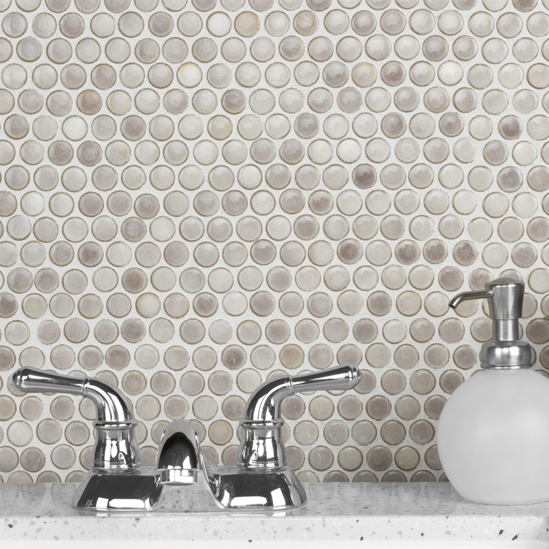 Hudson Penny Round .80" x .80" Porcelain Penny Round Mosaic Wall & Floor Tile, Dove Gray