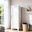 Armoire de rangement en métal avec porte à persiennes et rail de suspension