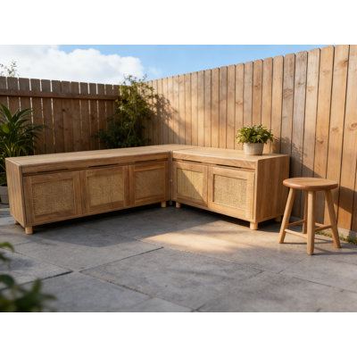 63" Wide Outdoor Corner Shoe Storage Bench