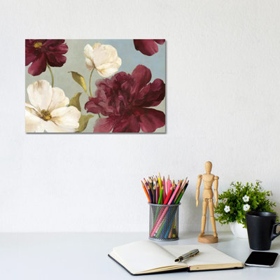 Deep Peonies II, Square by Asia Jensen - Wrapped Canvas Painting