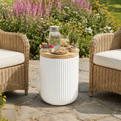 Solid Wood Outdoor Side Table - 32 cm W 32 cm D