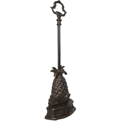 Butoir de porte rustique en fonte à ananas tropical avec poignée longue