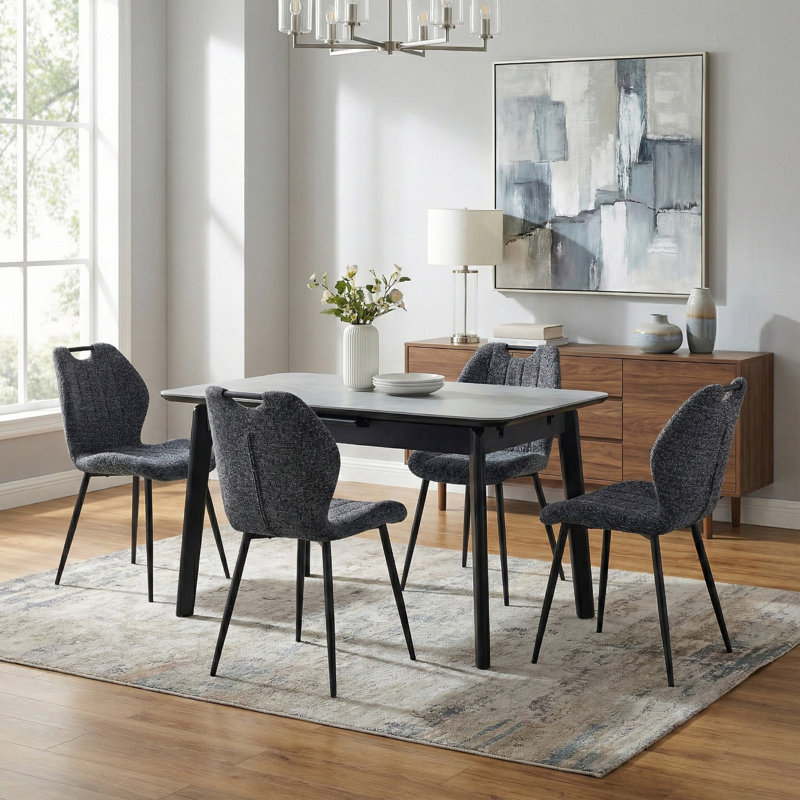 Valinda Extension Dining Set, Dark Grey