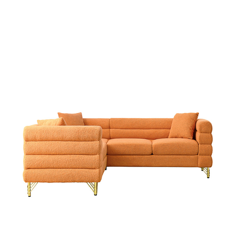 Dupriest Upholstered L-Shaped Sectional, Orange Teddy