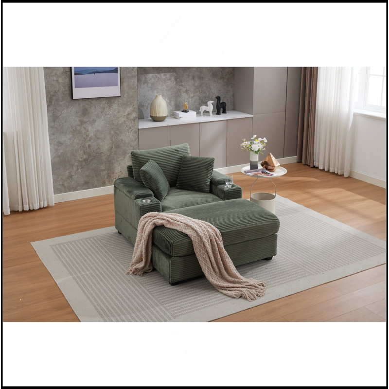 Canapé rembourré en velours côtelé Corduroy, Vert foncé